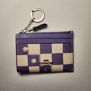 NWT COACH CR825 Mini Skinny Id Case Checkerboard Print Light Violet